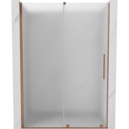 Mexen Velar, posuvné sprchové dvere do otvoru 130 cm, 8mm sklo námraza, medená matná, 871-130-000-31-65