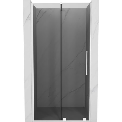 Mexen Velar, posuvné sprchové dvere do otvoru 100 cm, 8mm šedé sklo, biela matná, 871-100-000-41-20