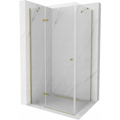 Mexen Roma, sprchovací kút 70 (dvere) x 80 (stena) cm, 6mm číre sklo, zlatý profil, 854-070-080-50-00