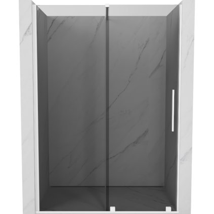 Mexen Velar, posuvné sprchové dvere do otvoru 140 cm, 8mm šedé sklo, biela matná, 871-140-000-41-20