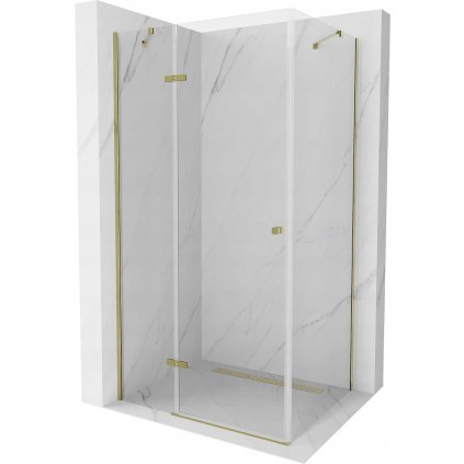 Mexen Roma, sprchovací kút 70 (dvere) x 100 (stena) cm, 6mm číre sklo, zlatý profil, 854-070-100-50-00