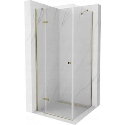 Mexen Roma, sprchovací kút 80 (dvere) x 80 (stena) cm, 6mm číre sklo, zlatý profil, 854-080-080-50-00