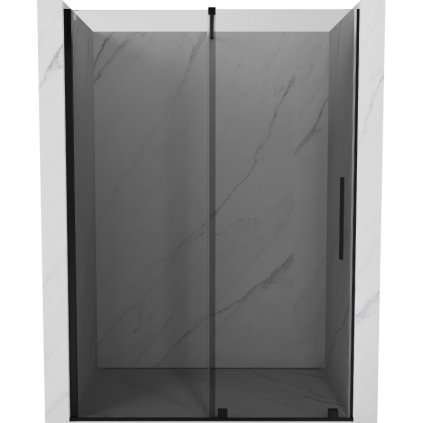 Mexen Velar, posuvné sprchové dvere do otvoru 130 cm, 8mm šedé sklo, čierna matná, 871-130-000-41-70