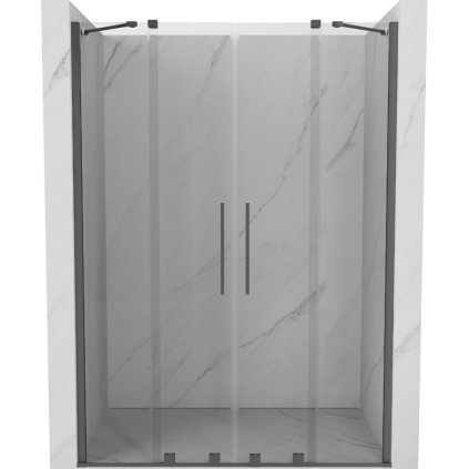 Mexen Velar Duo, posuvné sprchové dvere do otvoru 160 cm, 8mm číre sklo, brúsený grafit, 871-160-000-02-95