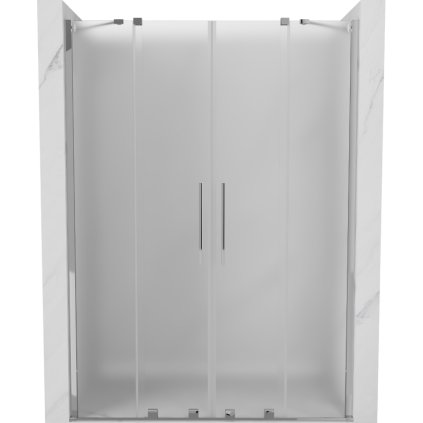 Mexen Velar Duo, posuvné sprchové dvere do otvoru 150 cm, 8mm sklo námraza, chrómová, 871-150-000-32-01