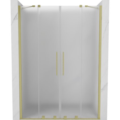 Mexen Velar Duo, posuvné sprchové dvere do otvoru 140 cm, 8mm sklo námraza, zlatá matná, 871-140-000-32-55