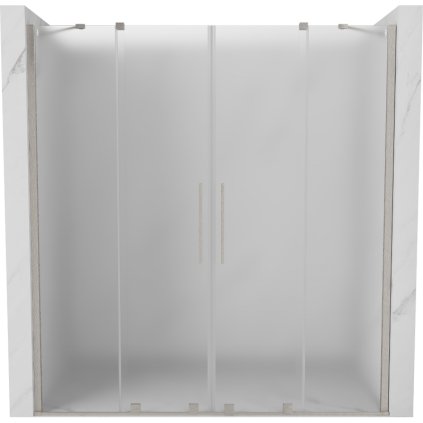 Mexen Velar Duo, posuvné sprchové dvere do otvoru 200 cm, 8mm sklo námraza, brúsená oceľ, 871-200-000-32-97