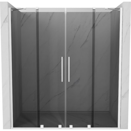 Mexen Velar Duo, posuvné sprchové dvere do otvoru 170 cm, 8mm šedé sklo, biela matná, 871-170-000-42-20