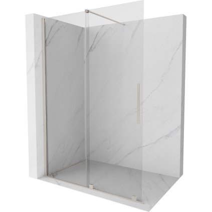 Mexen Velar, sprchová zástena s posuvnými dverami Walk-in 130 x 200 cm, 8mm číre sklo, brúsená oceľ, 871-130-000-03-97