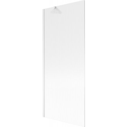 Mexen Next, vaňová zástena 1-krídlová 80 x 150 cm, fixné krídlo, 6 mm sklo s pruhmi, biely profil, 895-080-000-00-09-20