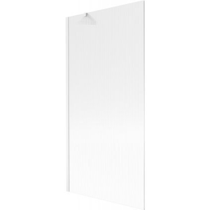 Mexen Next, vaňová zástena 1-krídlová 90 x 150 cm, fixné krídlo, 6 mm sklo s pruhmi, biely profil, 895-090-000-00-09-20