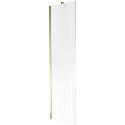 Mexen Next, vaňová zástena 1-krídlová 50 x 150 cm, fixné krídlo, 6 mm sklo s pruhmi, zlatý lesklý profil, 895-050-000-00-09-50
