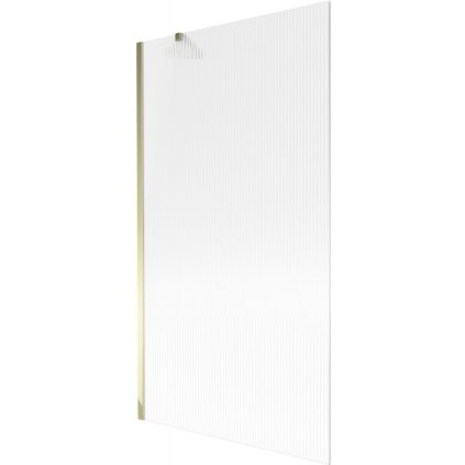Mexen Next, vaňová zástena 1-krídlová 100 x 150 cm, fixné krídlo, 6 mm sklo s pruhmi, zlatý lesklý profil, 895-100-000-00-09-50