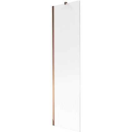 Mexen Next, vaňová zástena 1-krídlová 50 x 150 cm, fixné krídlo, 6 mm sklo s pruhmi, ružové zlato profil, 895-050-000-00-09-60