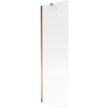 Mexen Next, vaňová zástena 1-krídlová 60 x 150 cm, fixné krídlo, 6 mm sklo s pruhmi, ružové zlato profil, 895-060-000-00-09-60