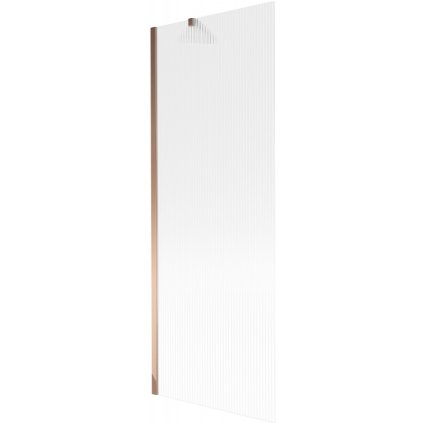 Mexen Next, vaňová zástena 1-krídlová 70 x 150 cm, fixné krídlo, 6 mm sklo s pruhmi, ružové zlato profil, 895-070-000-00-09-60