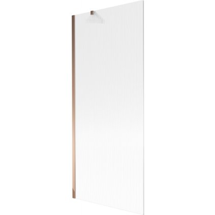 Mexen Next, vaňová zástena 1-krídlová 80 x 150 cm, fixné krídlo, 6 mm sklo s pruhmi, ružové zlato profil, 895-080-000-00-09-60