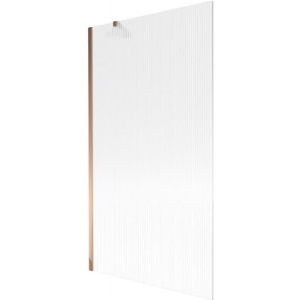 Mexen Next, vaňová zástena 1-krídlová 100 x 150 cm, fixné krídlo, 6 mm sklo s pruhmi, ružové zlato profil, 895-100-000-00-09-60