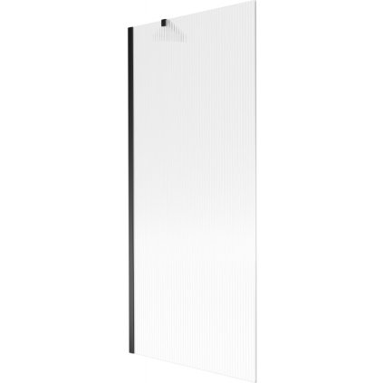Mexen Next, vaňová zástena 1-krídlová 80 x 150 cm, fixné krídlo, 6 mm sklo s pruhmi, čierny profil, 895-080-000-00-09-70