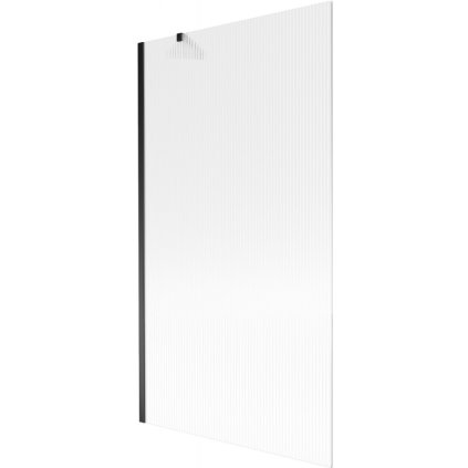 Mexen Next, vaňová zástena 1-krídlová 100 x 150 cm, fixné krídlo, 6 mm sklo s pruhmi, čierny profil, 895-100-000-00-09-70