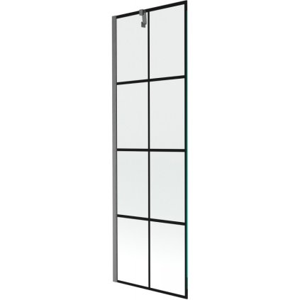 Mexen Next, 1-krídlová vaňová zástena 60 x 150 cm, 6mm číre sklo - čierny vzor, brúsený grafit, 895-060-000-00-77-66