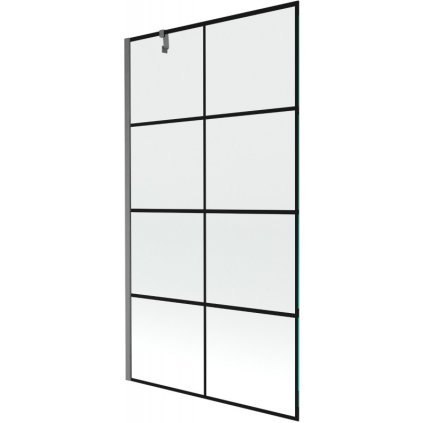 Mexen Next, 1-krídlová vaňová zástena 100 x 150 cm, 6mm číre sklo - čierny vzor, brúsený grafit, 895-100-000-00-77-66