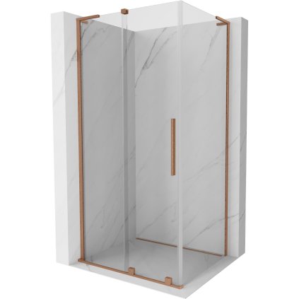 Mexen Velar L, sprchový kút s posuvnými dverami 100 x 85 cm, 8mm číre sklo, medená matná, 871-100-085-03-65