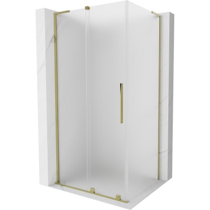 Mexen Velar L, sprchový kút s posuvnými dverami 100 x 85 cm, 8mm sklo námraza, zlatá lesklá, 871-100-085-33-50