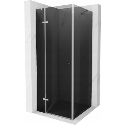 Mexen Roma, sprchovací kút 100 (dvere) x 100 (stena) cm, 6mm šedé sklo, chrómový profil, 854-100-100-01-40