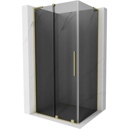 Mexen Velar L, sprchový kút s posuvnými dverami 120 x 70 cm, 8mm šedé sklo, zlatá matná, 871-120-070-43-55