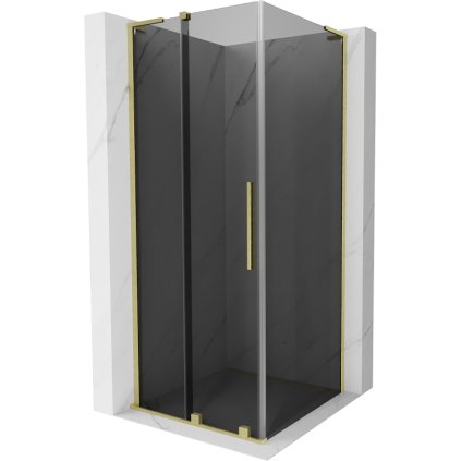 Mexen Velar L, sprchový kút s posuvnými dverami 120 x 120 cm, 8mm šedé sklo, zlatá matná, 871-120-120-43-55