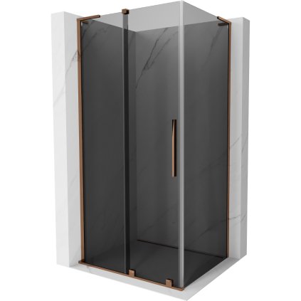 Mexen Velar L, sprchový kút s posuvnými dverami 120 x 85 cm, 8mm šedé sklo, ružové zlato, 871-120-085-43-60