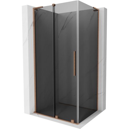 Mexen Velar L, sprchový kút s posuvnými dverami 110 x 85 cm, 8mm šedé sklo, medená matná, 871-110-085-43-65