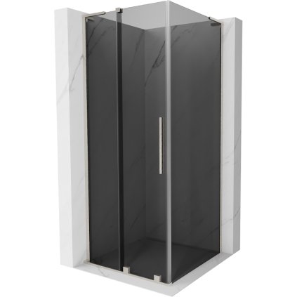 Mexen Velar L, sprchový kút s posuvnými dverami 100 x 100 cm, 8mm šedé sklo, brúsená oceľ, 871-100-100-43-97