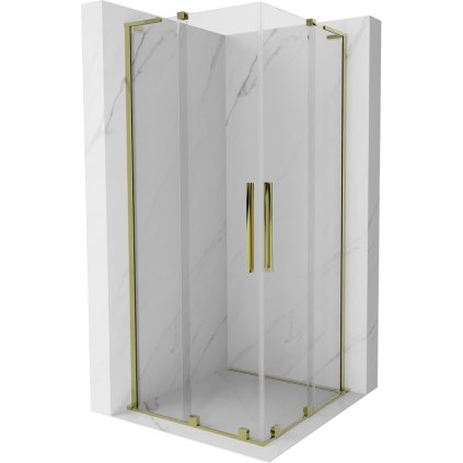 Mexen Velar L Duo, sprchový kút s posuvnými dverami 80 x 80 cm, 8mm číre sklo, zlatá lesklá, 871-080-080-02-03-50