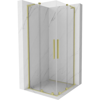 Mexen Velar L Duo, sprchový kút s posuvnými dverami 80 x 80 cm, 8mm číre sklo, zlatá matná, 871-080-080-02-03-55