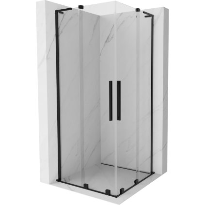 Mexen Velar L Duo, sprchový kút s posuvnými dverami 80 x 80 cm, 8mm číre sklo, čierna matná, 871-080-080-02-03-70
