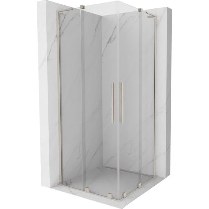 Mexen Velar L Duo, sprchový kút s posuvnými dverami 80 x 80 cm, 8mm číre sklo, brúsená oceľ, 871-080-080-02-03-97