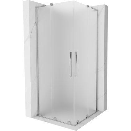 Mexen Velar L Duo, sprchový kút s posuvnými dverami 80 x 80 cm, 8mm sklo námraza, chrómová, 871-080-080-02-33-01