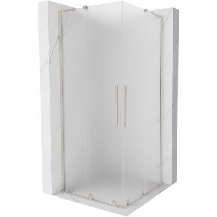 Mexen Velar L Duo, sprchový kút s posuvnými dverami 80 x 80 cm, 8mm sklo námraza, brúsená oceľ, 871-080-080-02-33-97