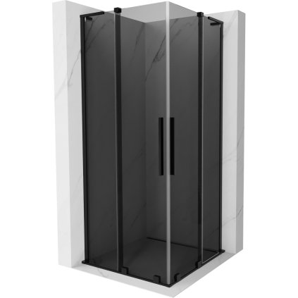 Mexen Velar L Duo, sprchový kút s posuvnými dverami 80 x 80 cm, 8mm šedé sklo, čierna matná, 871-080-080-02-43-70