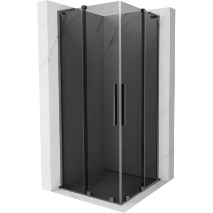 Mexen Velar L Duo, sprchový kút s posuvnými dverami 80 x 80 cm, 8mm šedé sklo, brúsený grafit, 871-080-080-02-43-95