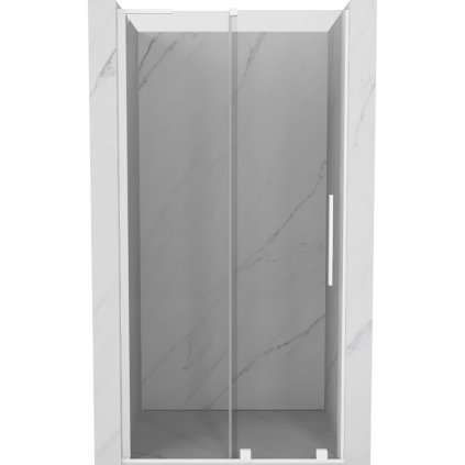 Mexen Velar L, posuvné sprchové dvere do otvoru 120 cm, 8mm číre sklo, biela matná, 871-120-003-01-20