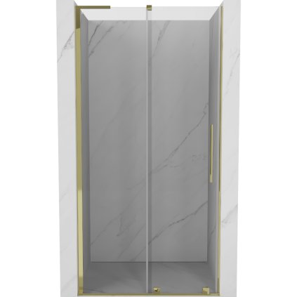 Mexen Velar L, posuvné sprchové dvere do otvoru 110 cm, 8mm číre sklo, zlatá lesklá, 871-110-003-01-50