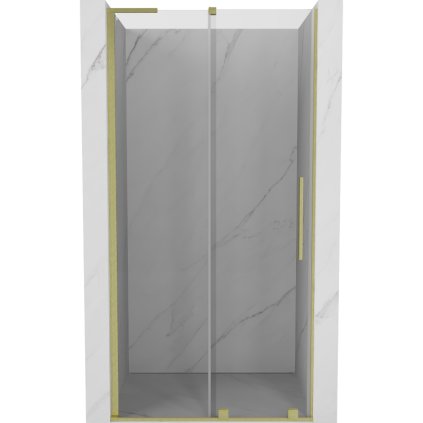 Mexen Velar L, posuvné sprchové dvere do otvoru 120 cm, 8mm číre sklo, zlatá matná, 871-120-003-01-55