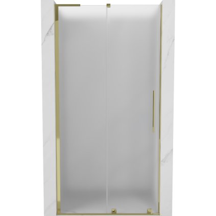 Mexen Velar L, posuvné sprchové dvere do otvoru 120 cm, 8mm sklo námraza, zlatá lesklá, 871-120-003-31-50