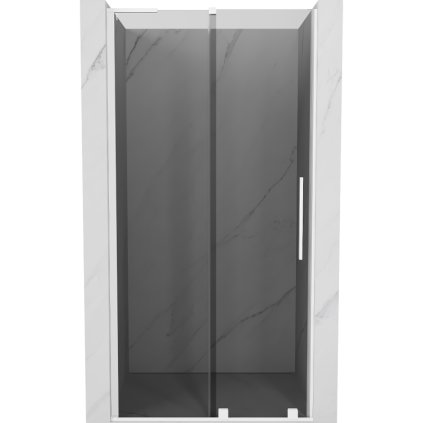 Mexen Velar L, posuvné sprchové dvere do otvoru 120 cm, 8mm šedé sklo, biela matná, 871-120-003-41-20