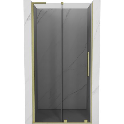 Mexen Velar L, posuvné sprchové dvere do otvoru 110 cm, 8mm šedé sklo, zlatá matná, 871-110-003-41-55