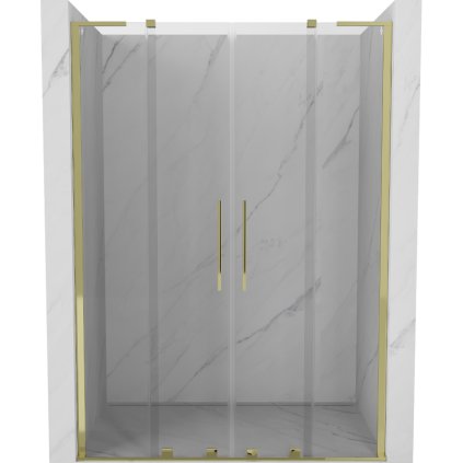 Mexen Velar L Duo, posuvné sprchové dvere do otvoru 140 cm, 8mm číre sklo, zlatá lesklá, 871-140-003-02-50