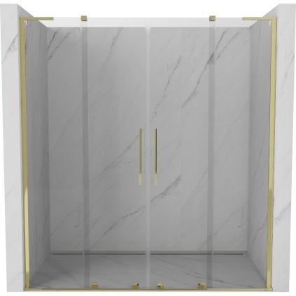 Mexen Velar L Duo, posuvné sprchové dvere do otvoru 180 cm, 8mm číre sklo, zlatá lesklá, 871-180-003-02-50